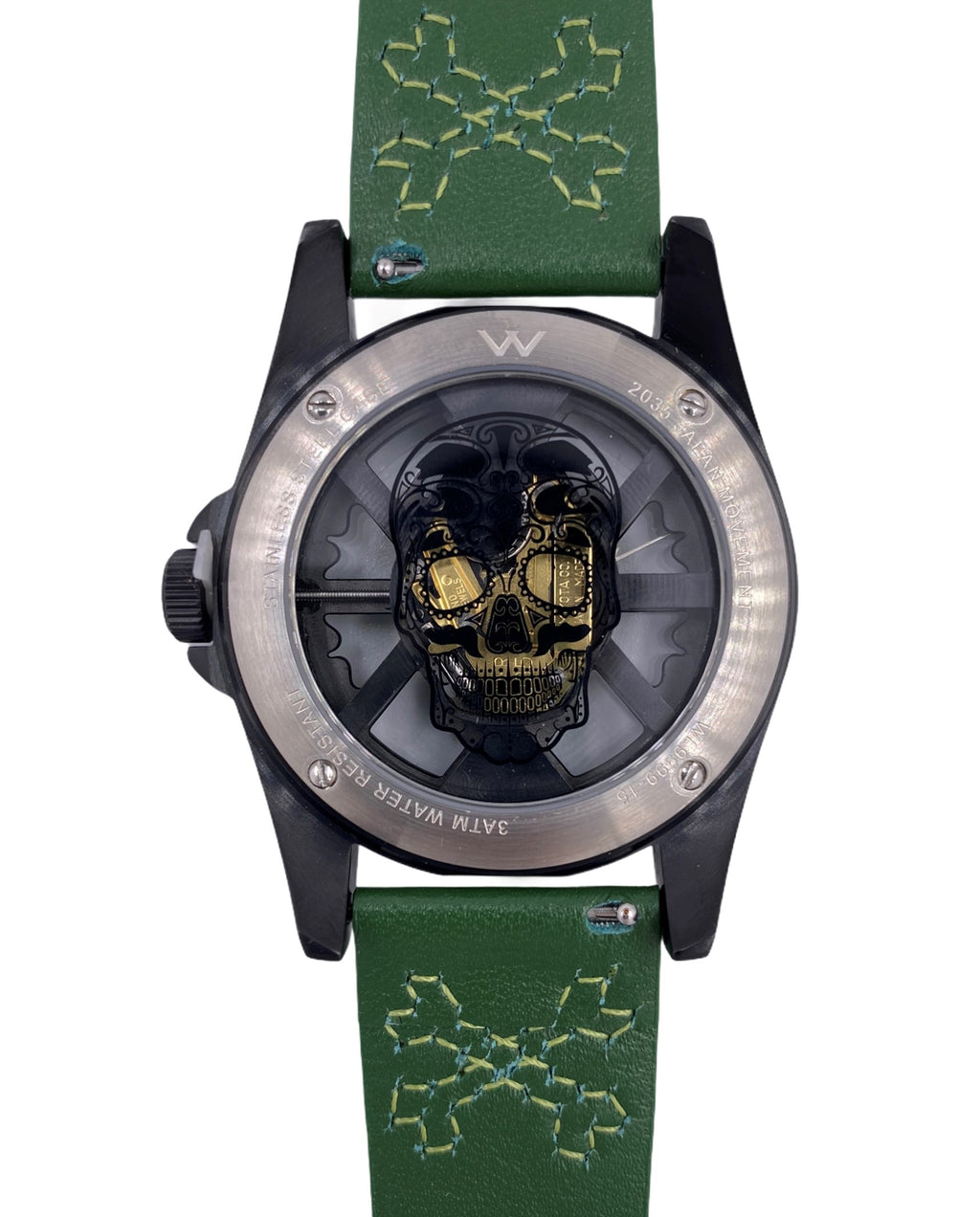 Hallow SKULL face watch - Black / Green