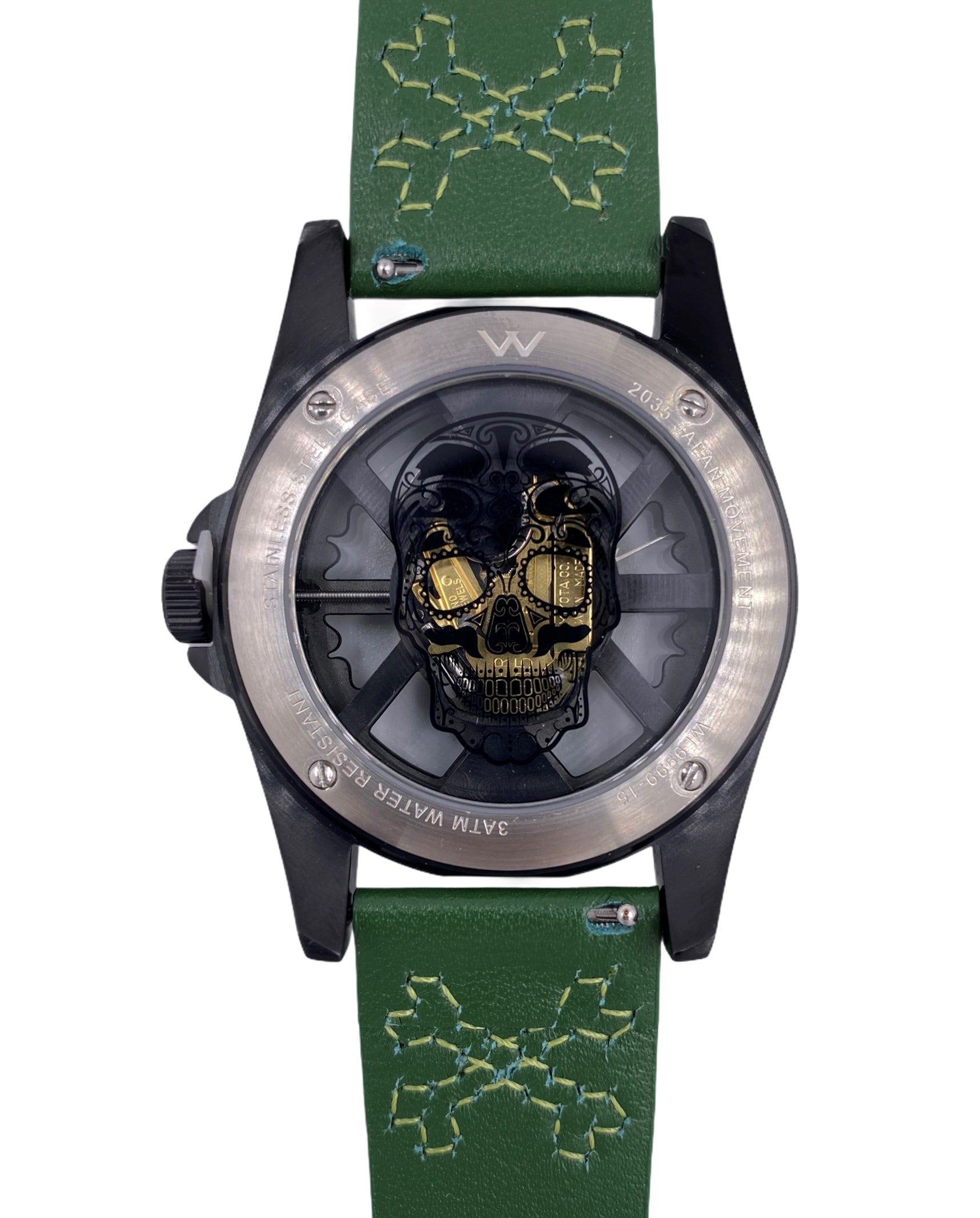 Hallow SKULL face watch - Black / Green