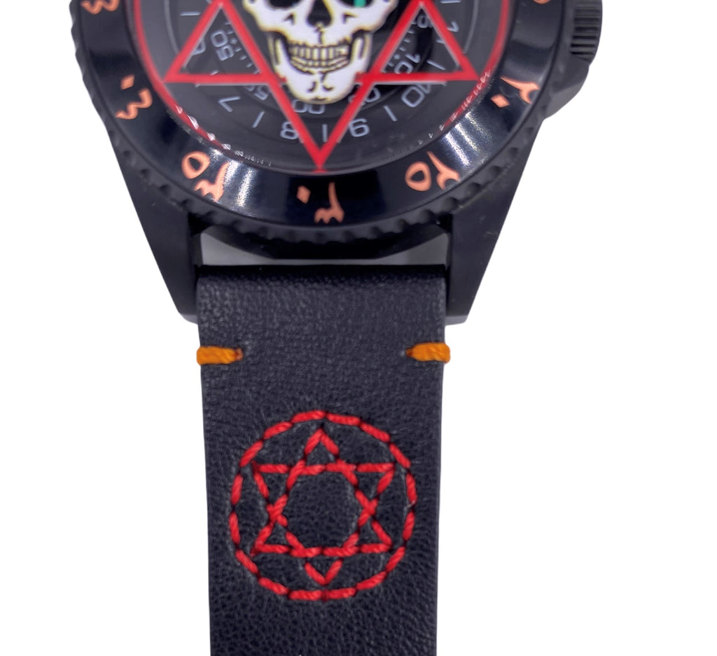Hallow SKULL x STAR OF DAVID face watch - Black / Red
