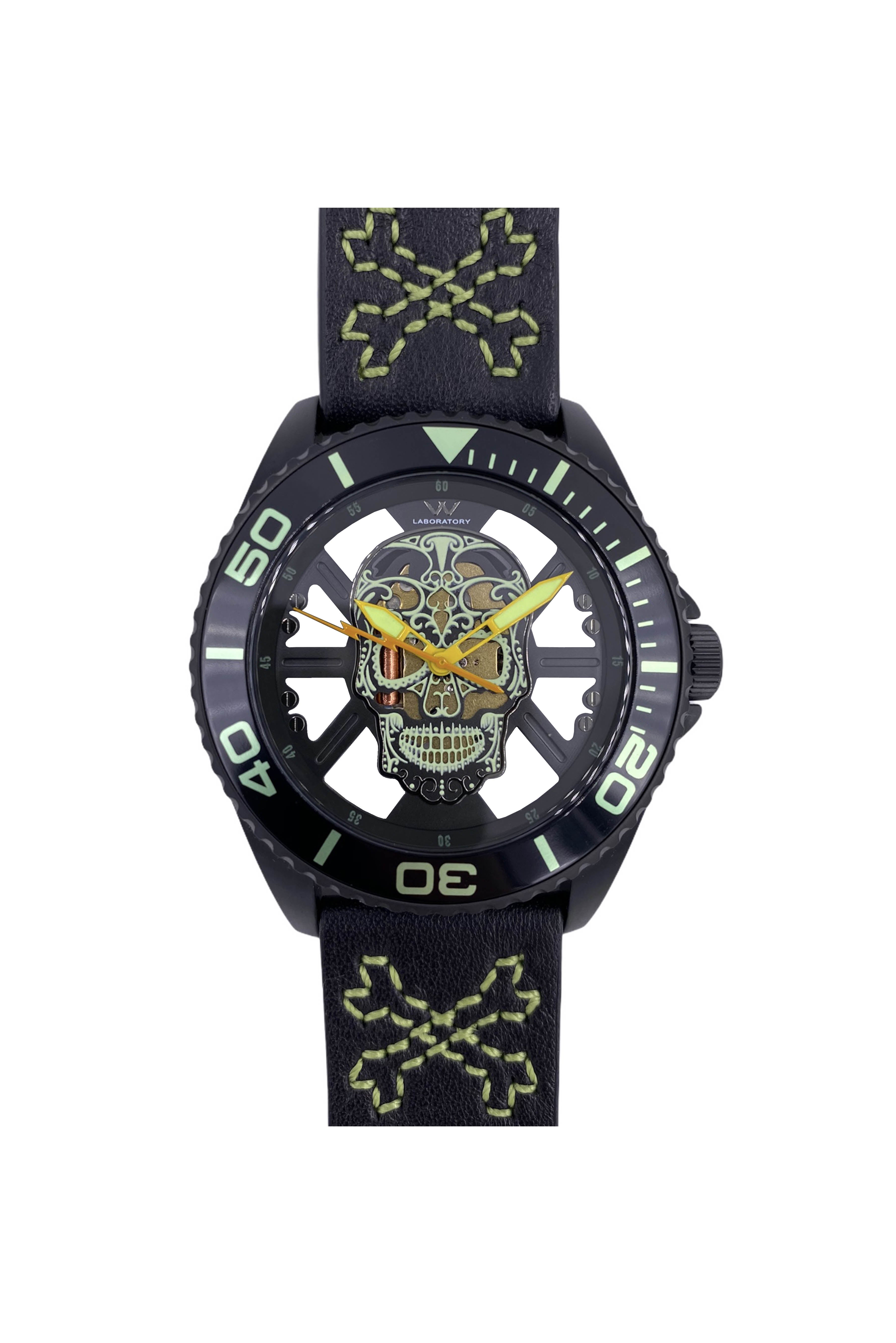 Hallow SKULL face watch - Black / Black