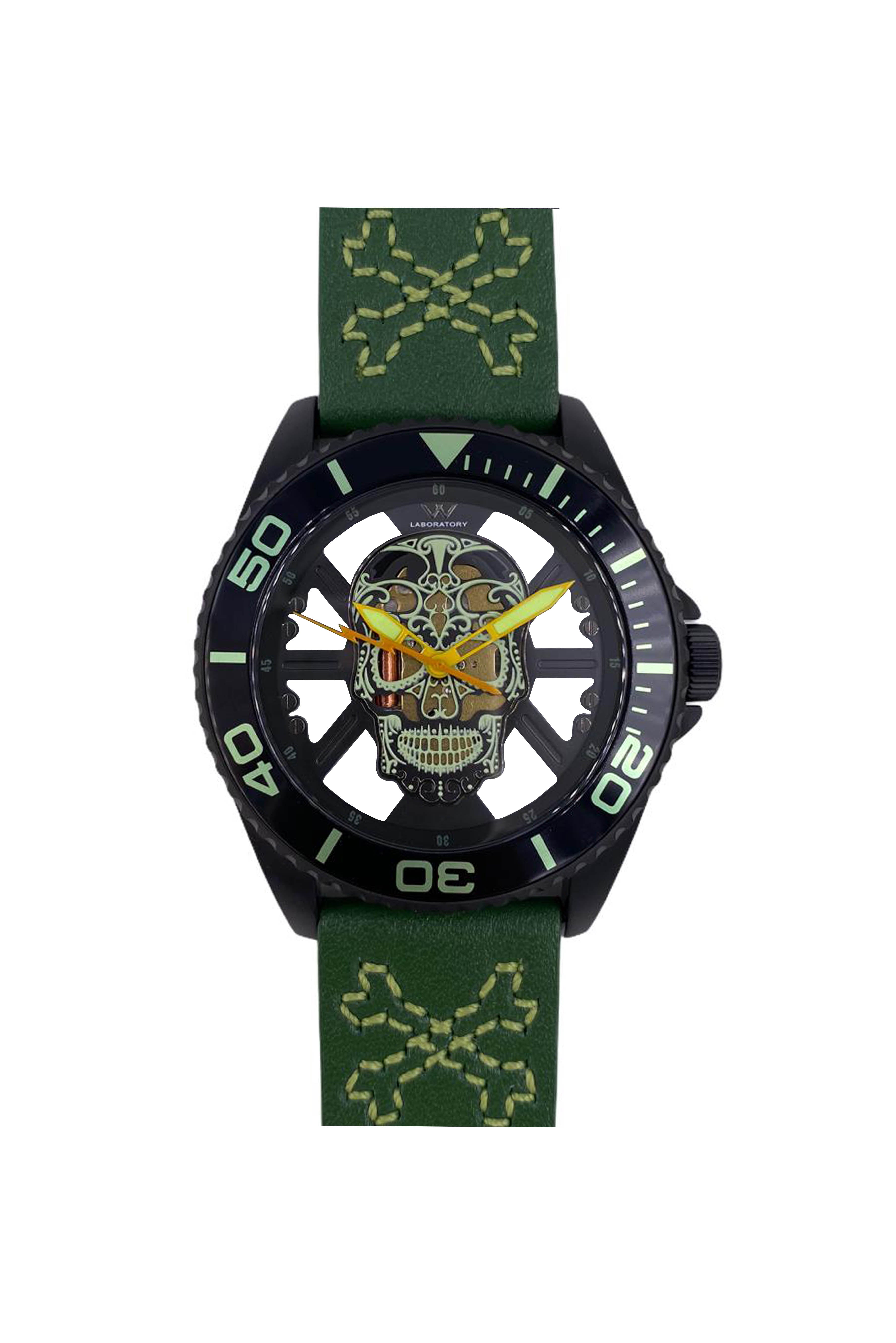 Hallow SKULL face watch - Black / Green