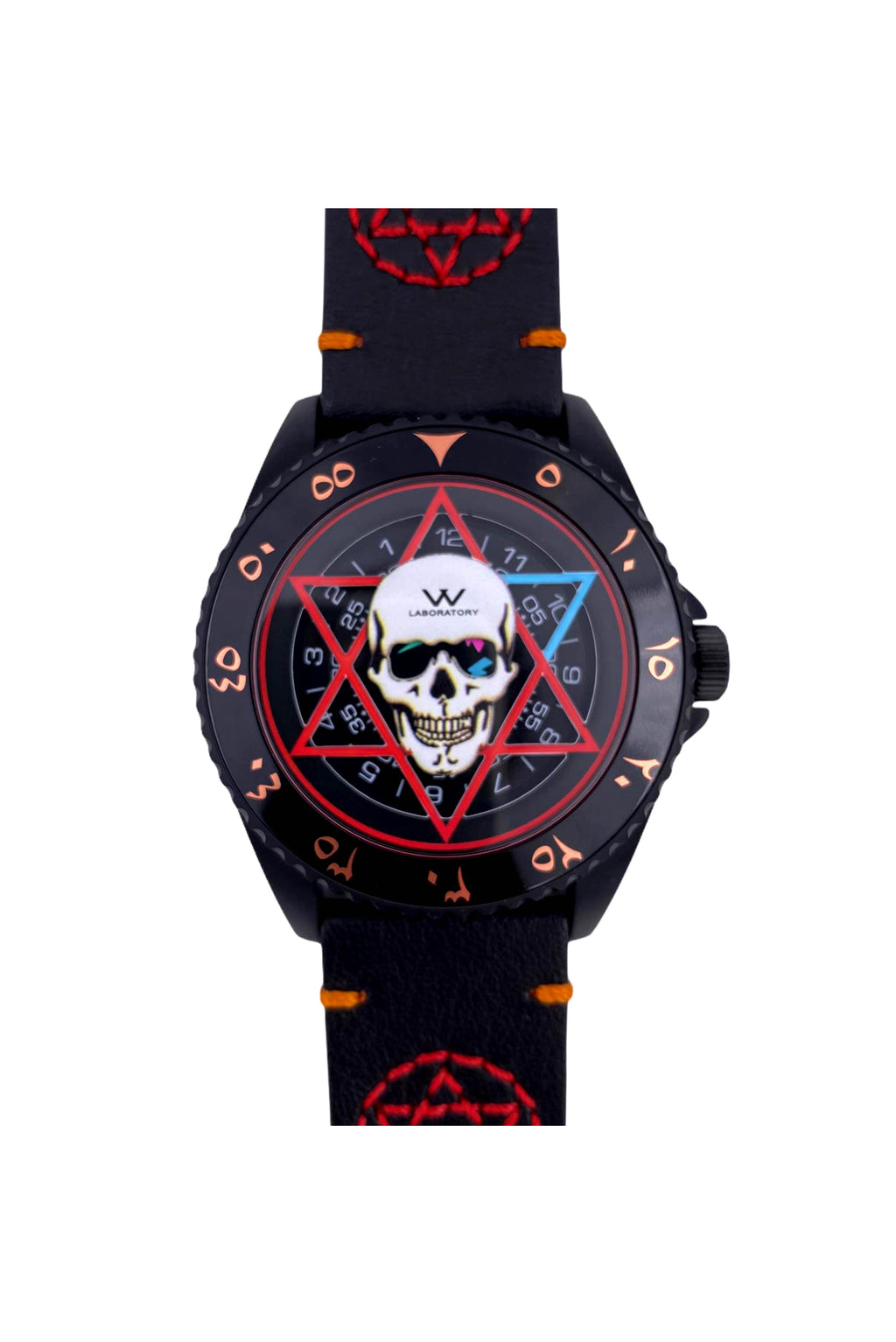 Hallow SKULL x STAR OF DAVID face watch - Black / Red