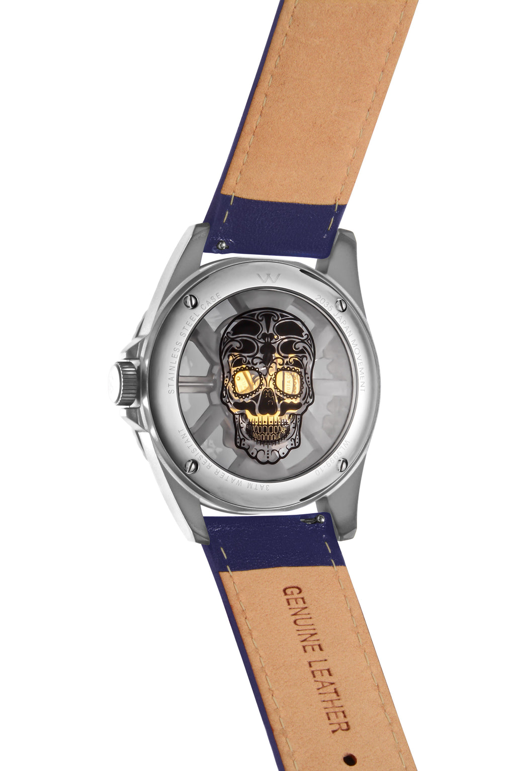Hallow SKULL face watch - Stainless Steel Black and Blue Bezel