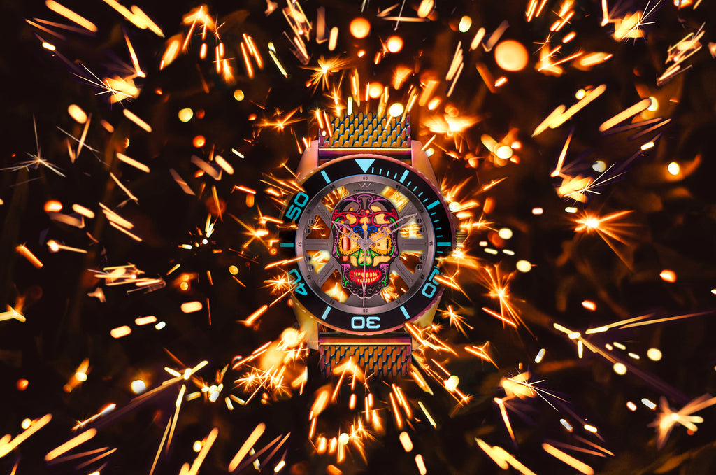 Hallow SKULL face watch - Rainbow